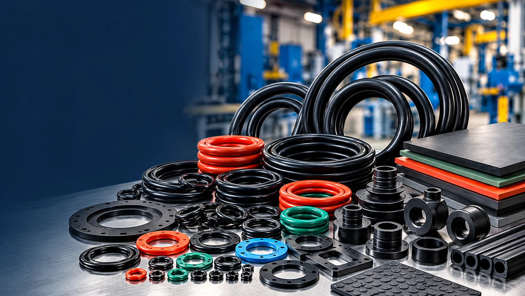 Precision Rubber Seals on Factory Assembly Table